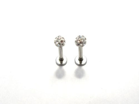 2 Cartilage Lip Earrings Clear Crystal Cluster Gem Balls Studs 14 gauge 10 mm - I Love My Piercings!