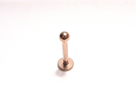 Rose Gold Titanium Flat Back Ball Stud Post Ring 14 gauge 14g 10 mm Length - I Love My Piercings!