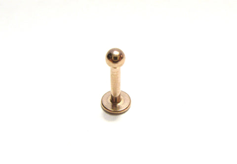 Rose Gold Titanium Flat Back Ball Stud Post Ring 14 gauge 14g 8 mm Length - I Love My Piercings!