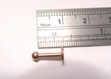 Rose Gold Titanium Flat Back Ball Stud Post Ring 14 gauge 14g 8 mm Length - I Love My Piercings!