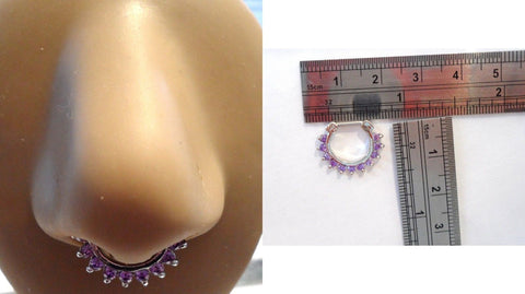 Amethyst Crystal Steel Septum Ornate Fancy Hoop Barbell Jewelry 16 gauge 16g - I Love My Piercings!