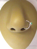 Surgical Steel Solitaire Green Opal Opalite Nose Nostril Hoop Ring 16 gauge 16g - I Love My Piercings!