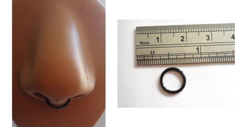 Black Titanium Segment Septum Nose Ring Hoop 16g 16 gauge Small 8mm diameter - I Love My Piercings!