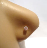 10K Yellow Gold Clear 3mm Crystal Nose Bone Ball End Pin Stud Ring 20 gauge 20g - I Love My Piercings!