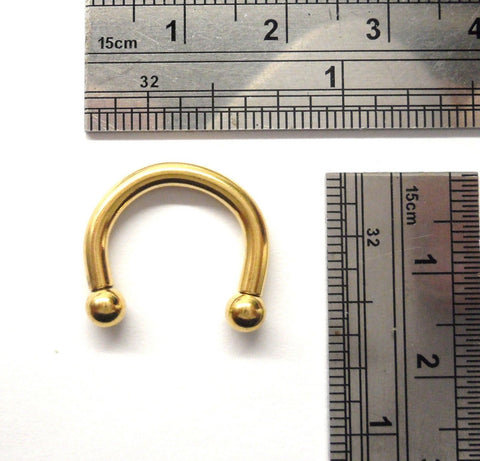 Gold Titanium Horseshoe Circular Balls Half Hoop Ring 10 gauge 12mm Diameter - I Love My Piercings!