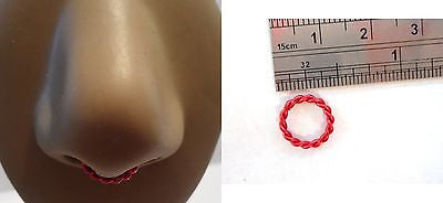 Coiled Enamel Non Tarnish Septum Hoop Ring Jewelry 14 gauge 14g Red - I Love My Piercings!