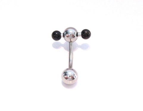 Black Rolling Balls Curved Barbell Bar VCH Jewelry Clit Clitoral Hood Ring 14 gauge 14g - I Love My Piercings!