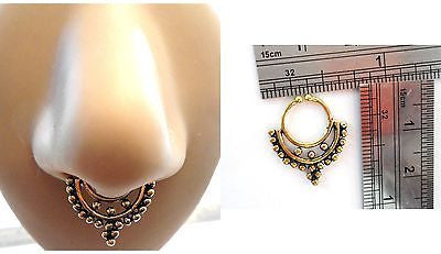 Gold Brass Fake Faux Ornate Drop Septum Hoop Barbell Ring Looks 18 gauge - I Love My Piercings!