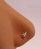 CHERRY GEM CZ Nose Stud Pin Ring Bone Ball 22 gauge 22g - I Love My Piercings!