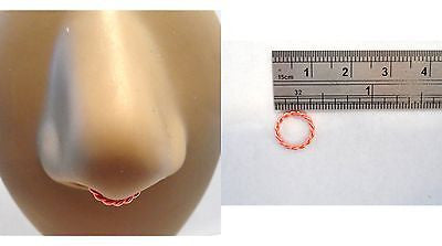 Coiled Enamel Non Tarnish Septum Hoop Ring 16 gauge 16g Peach 8mm Diameter - I Love My Piercings!