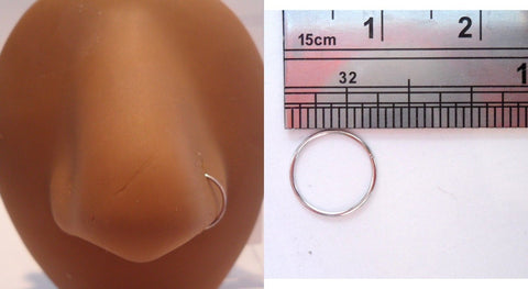 14K White Gold Seamless Small Nose Thin Hoop Jewelry 22 gauge 22g 8 mm Diameter - I Love My Piercings!