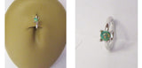Surgical Steel Green Opal Claw Set Seamless Belly Navel Hoop 16 gauge 16g - I Love My Piercings!