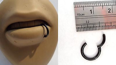 Black Titanium Easy to Use Segment Side Lip Labret Hoop Ring 14 gauge 14g 8mm - I Love My Piercings!