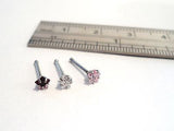 3 Claw Set Surgical Steel Crystal Nose Bones Straight Pin Post 20 gauge 20g - I Love My Piercings!