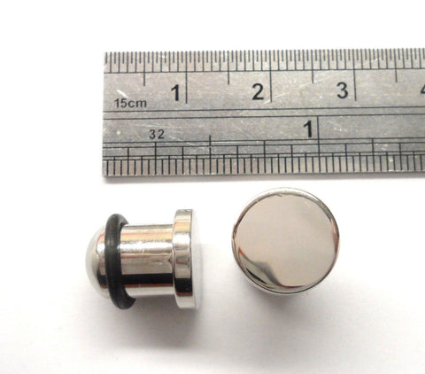 Pair Surgical Steel Single Flare Black O rings Plugs Lobe Jewelry 0 gauge 0g - I Love My Piercings!