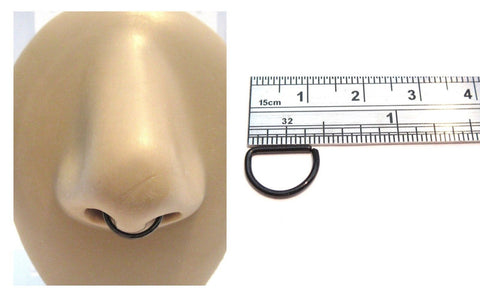 Black Titanium Plated Straight Bar Easy Use Septum Nose Hoop 16 gauge 16g 10mm - I Love My Piercings!