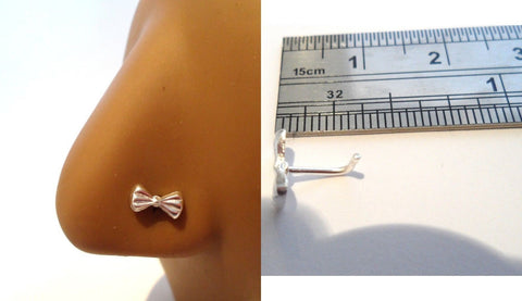 Sterling Silver Nose Stud Pin Ring L Shape Post Bent Bow Tie Ribbon 20g 20 gauge - I Love My Piercings!