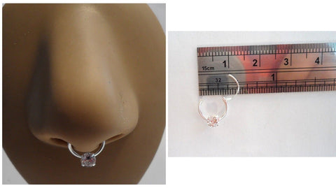 Sterling Silver Clear CZ Crystal Solitaire Septum Hoop Ring Jewelry 20 gauge 20g - I Love My Piercings!