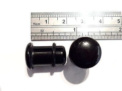 Pair 2 Pieces Black Onyx Murano Glass Single Flare Lobe Plugs 00 gauge 00g - I Love My Piercings!