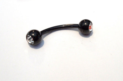 Black Titanium Curved Barbell Clear Crystal CZ VCH Jewelry Clit Clitoral Hood Ring 16g - I Love My Piercings!