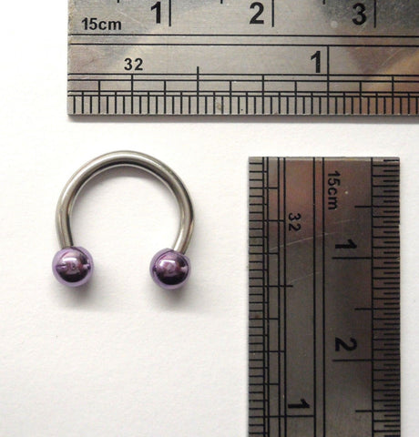 Surgical Steel Titanium Purple Balls Horseshoe 10 mm Diameter Hoop 14 gauge 14g - I Love My Piercings!