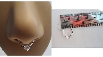Sterling Silver Clear Crystal Septum Hinged Hoop Ring Jewelry 20 gauge 20g - I Love My Piercings!