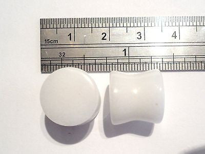 Pair 2 pieces Double Fare Plugs 1/2 inch " Stretched Ear Lobes Jewelry White - I Love My Piercings!