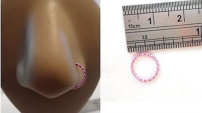 Braided Nose Hoop Ring Jewelry 20 gauge 20g Pink I Love My
