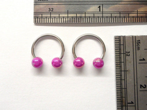 2 Pc Surgical Steel Pearlized Purple Ear Piercing Hoops Horseshoes 16 gauge 16g - I Love My Piercings!