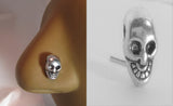 Surgical Stainless Steel Large Skull Nose Stud L Shape Pin Post 20 gauge 20g - I Love My Piercings!