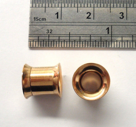 Pair Rose Gold Tunnels Screw Backs Ear Lobe Jewelry Double Flare 0 gauge 0g - I Love My Piercings!