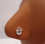 Nose Stud Pin Ring L Shape Post Clear Crystal Dancing Flower 20g 20 gauge - I Love My Piercings!