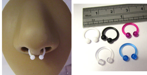 8 mm Bioplast Plastic Flexible Metal Sensitive Horseshoes Septum 16 gauge Rings - I Love My Piercings!