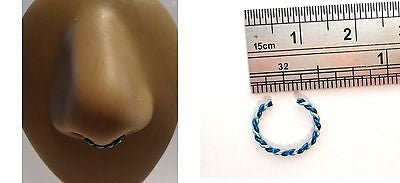 Enamel Coated Faux Fake Nose Septum Hoop Looks 16 gauge 16g Blue - I Love My Piercings!