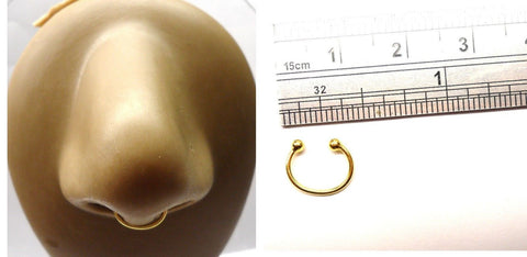 18k Gold Plated Fake Septum Plain Hoop Ring Looks 20 gauge 20g 8 mm Diameter - I Love My Piercings!