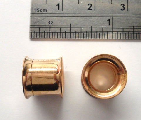 Pair Rose Gold Tunnels Screw Backs Ear Lobe Jewelry Double Flare 00 gauge 00g - I Love My Piercings!