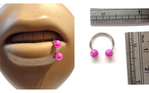 Surgical Steel Pearlized Purple Balls Horseshoe Bottom Side Lip Ring 16 gauge - I Love My Piercings!