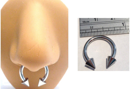 Surgical Steel 5 mm Spiked Spikes Horseshoe Septum Hoop Ring 12 gauge 12g 12 mm - I Love My Piercings!