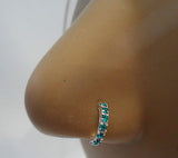 Sterling Silver Crystal Half Hoop Nose Stud L Shape Post Pin Ring 22 gauge 22g - I Love My Piercings!