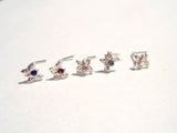 5 Piece CZ Butterfly Gem Crystal Nose Studs L Shape Posts Pins 22 gauge 22g - I Love My Piercings!