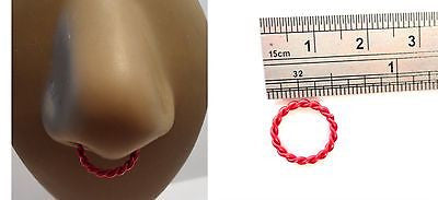 Coiled Enamel Non Tarnish Septum Hoop Ring 14 gauge 14g Red 10mm Diameter - I Love My Piercings!