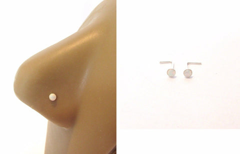 2 Pc 2 mm Sterling Silver Opalescent Nose L Shape Bent Pins Posts 22 gauge 22g - I Love My Piercings!