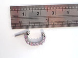 Pink Claw Set Crystal Nose Septum Clicker Ring Hoop Straight Post 16 gauge 16g - I Love My Piercings!