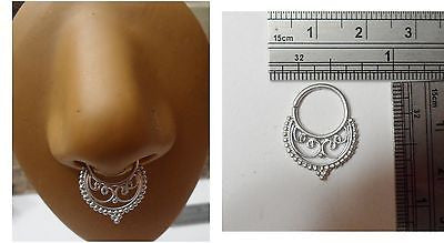 Pearled Silver Fake Faux Ornate Fancy Septum Hoop Barbell Ring Looks 18 gauge - I Love My Piercings!