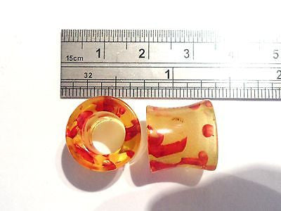 2 pieces Pair Double Flare Acrylic Ear Lobe Tunnels 1/2 inch Amber - I Love My Piercings!