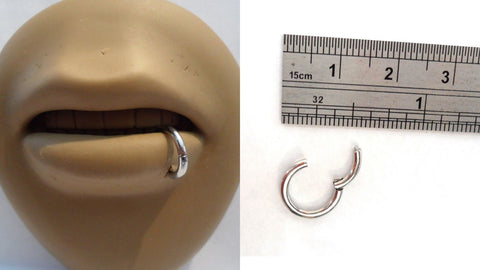 Stainless Steel Easy to Use Segment Side Lip Labret Hoop Ring 14 gauge 14g 8mm - I Love My Piercings!