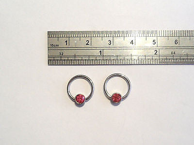 CZ Crystal Captives Hoops CBR Rings 16 gauge 16g PINK - I Love My Piercings!