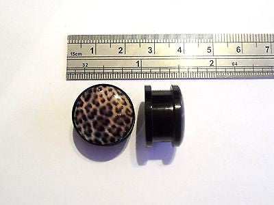 Pair BROWN LEOPARD Print Plugs Screw Fit 5/8 inch - I Love My Piercings!