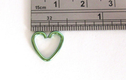 Green Titanium Heart Seamless Cartilage Daith Tragus Helix Hoop Ring 16 gauge - I Love My Piercings!