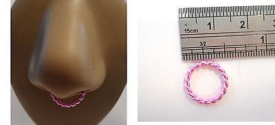Coiled Enamel Non Tarnish Septum Hoop Ring 14 gauge 14g Pink 10mm Diameter - I Love My Piercings!